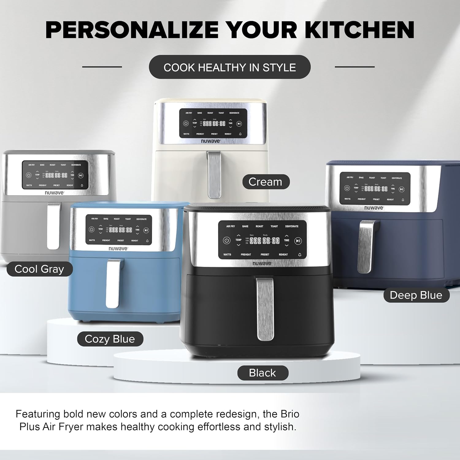 Nuwave Brio Plus 6-in-1 Air Fryer, 7-Qt Large Capacity, 50°F–400°F Precise Temp Control, Non-Toxic PFAS-Free Nonstick, Air Fry, Bake, Roast, Toast, Dehydrate, Reheat, 100 Presets, Dishwasher Safe - Image 8