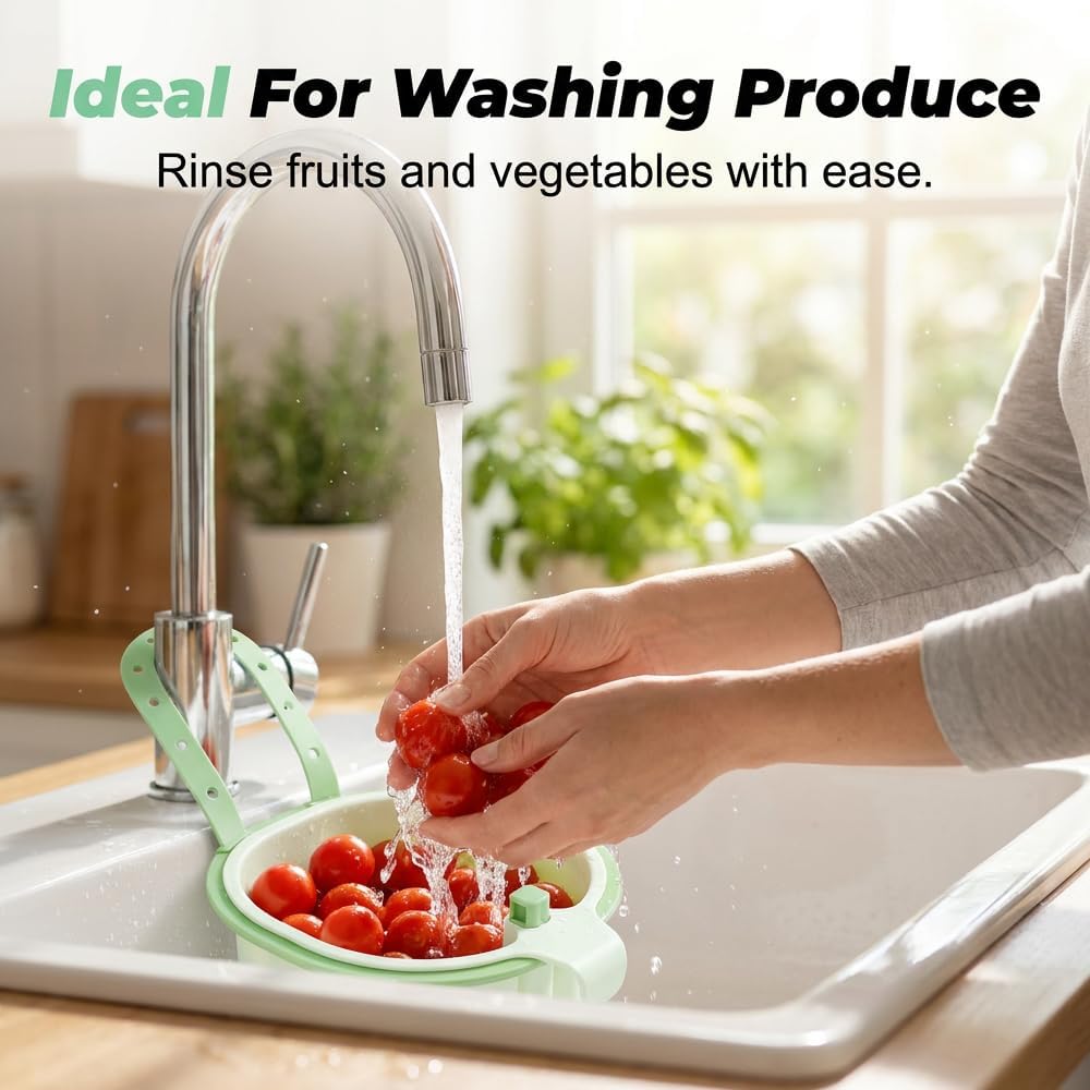Sink Hanging Strainer Basket with Openable Bottom Cover, Kitchen Food Waste Collector for Sink Garbage Filter, Quick Draining Colander for Cooking and Food Prep (Green) - Image 6