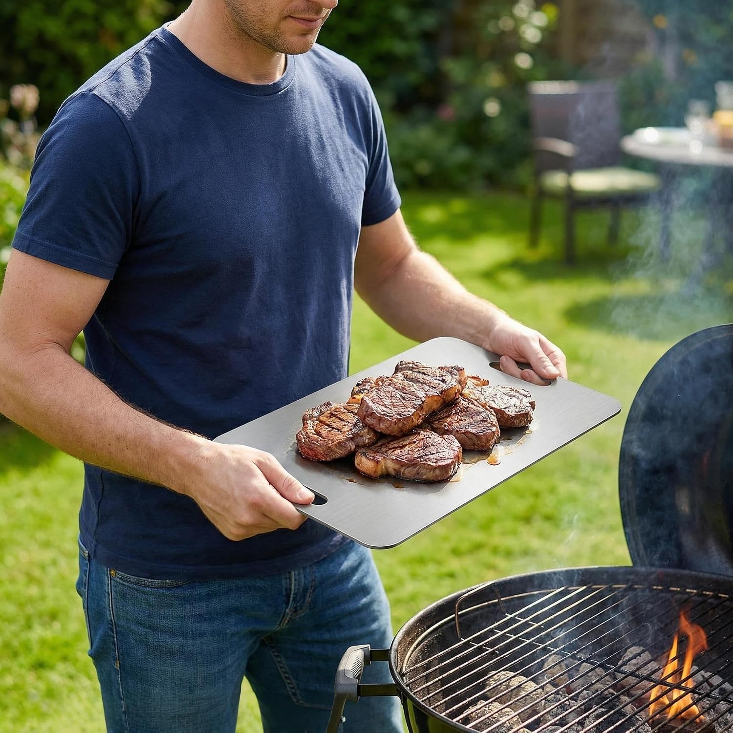 Cutting boards for kitchen,cutting boards non toxic,stainless steel cutting board,Dishwasher Safe Suitable For Kitchen Or Outdoor Camping (L15*11) - Image 3