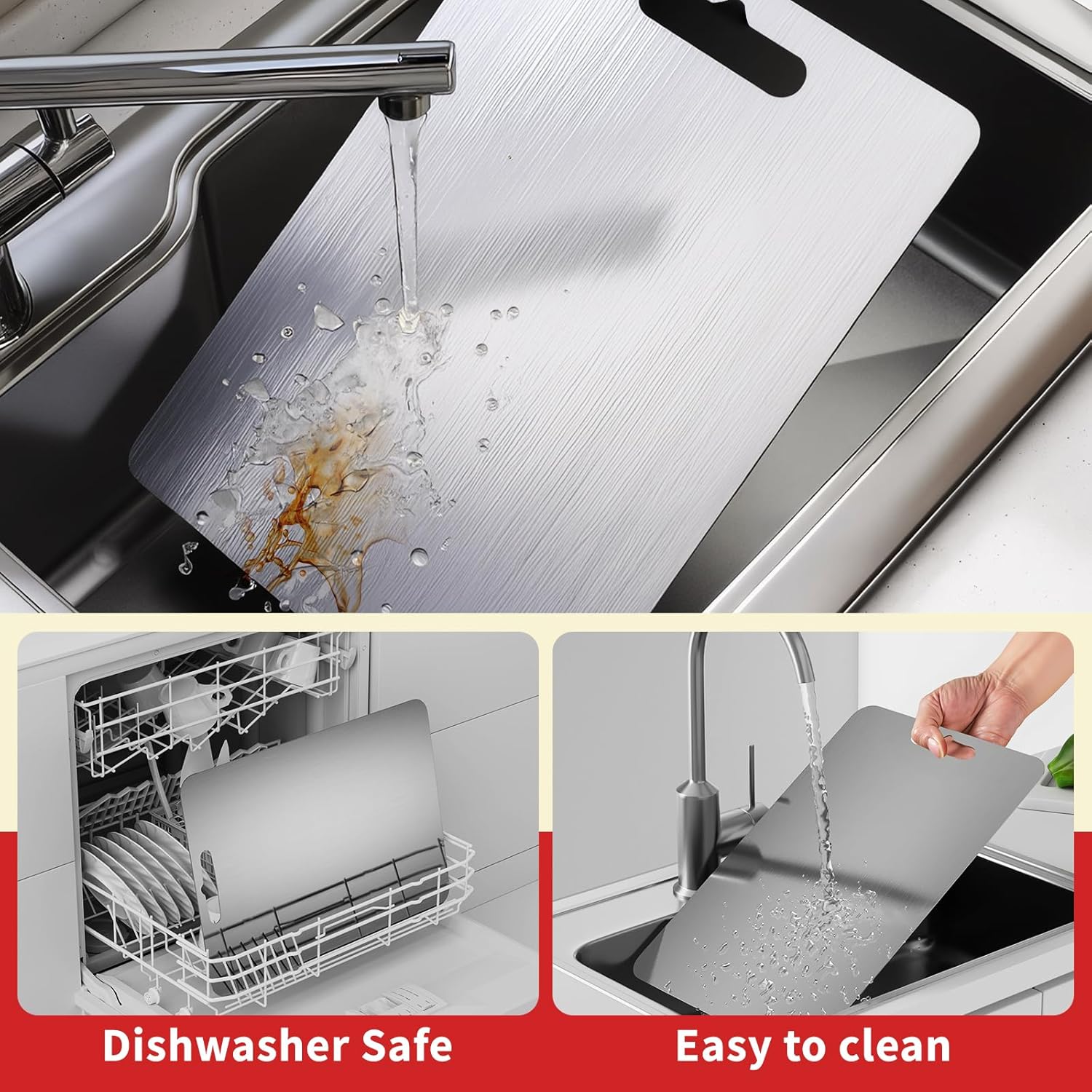 Cutting boards for kitchen,cutting boards non toxic,stainless steel cutting board,Dishwasher Safe Suitable For Kitchen Or Outdoor Camping (L15*11) - Image 4