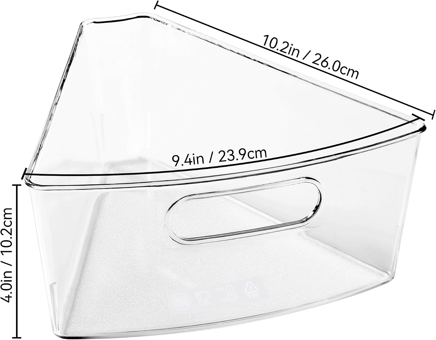 Oubonun Lazy Susan Organizers Set of 6, 10.2”x 9.4”x 4” Plastic Transparent Kitchen Cabinet Storage Bins with Handle, 4" Deep Container, 1/8 Wedge - Food Safe, without BPA - Image 7