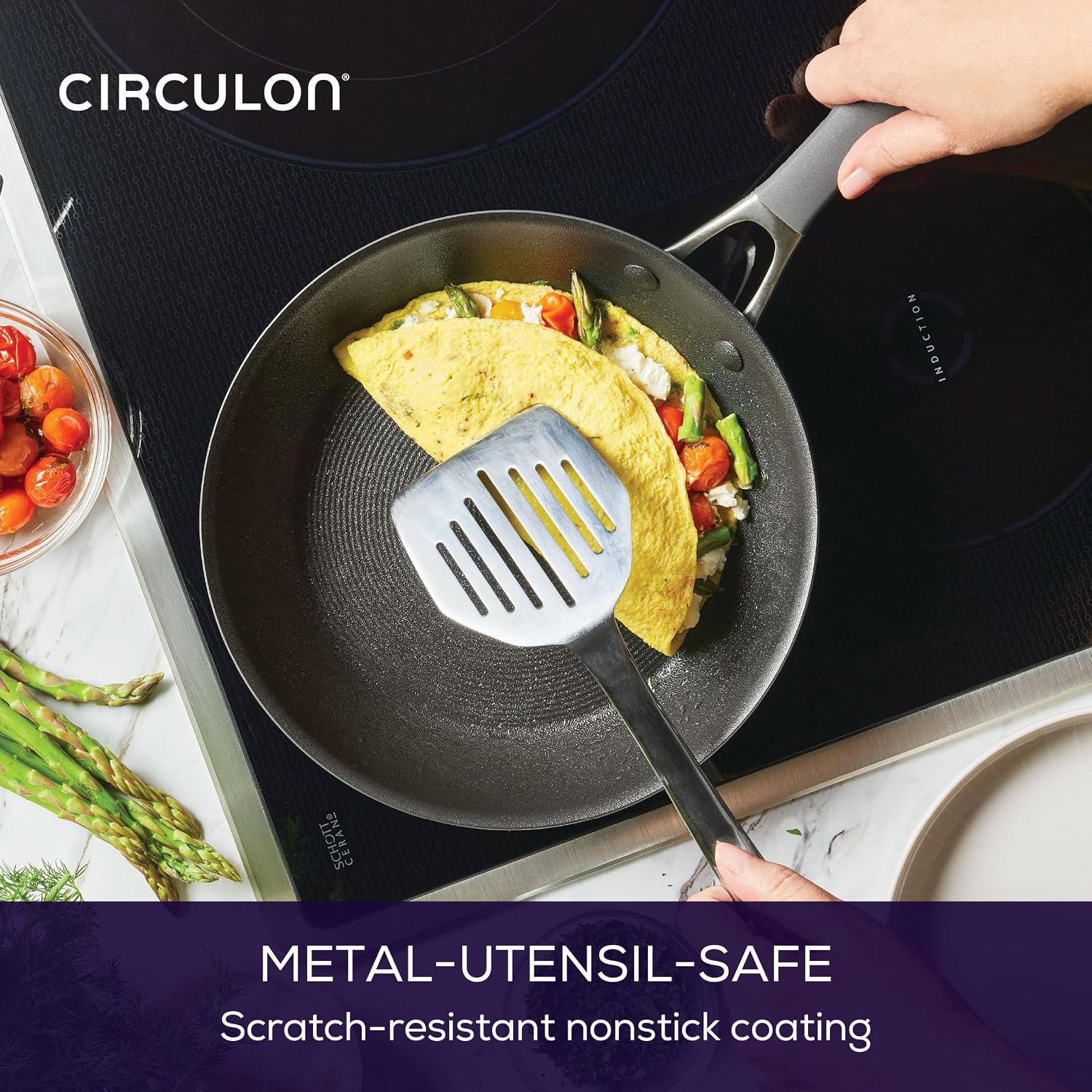 Circulon A1 Series with ScratchDefense Nonstick Induction 8.5-Inch and 10-Inch Frying Pan Set, Induction Cookware, 2-Piece, Graphite - Image 6
