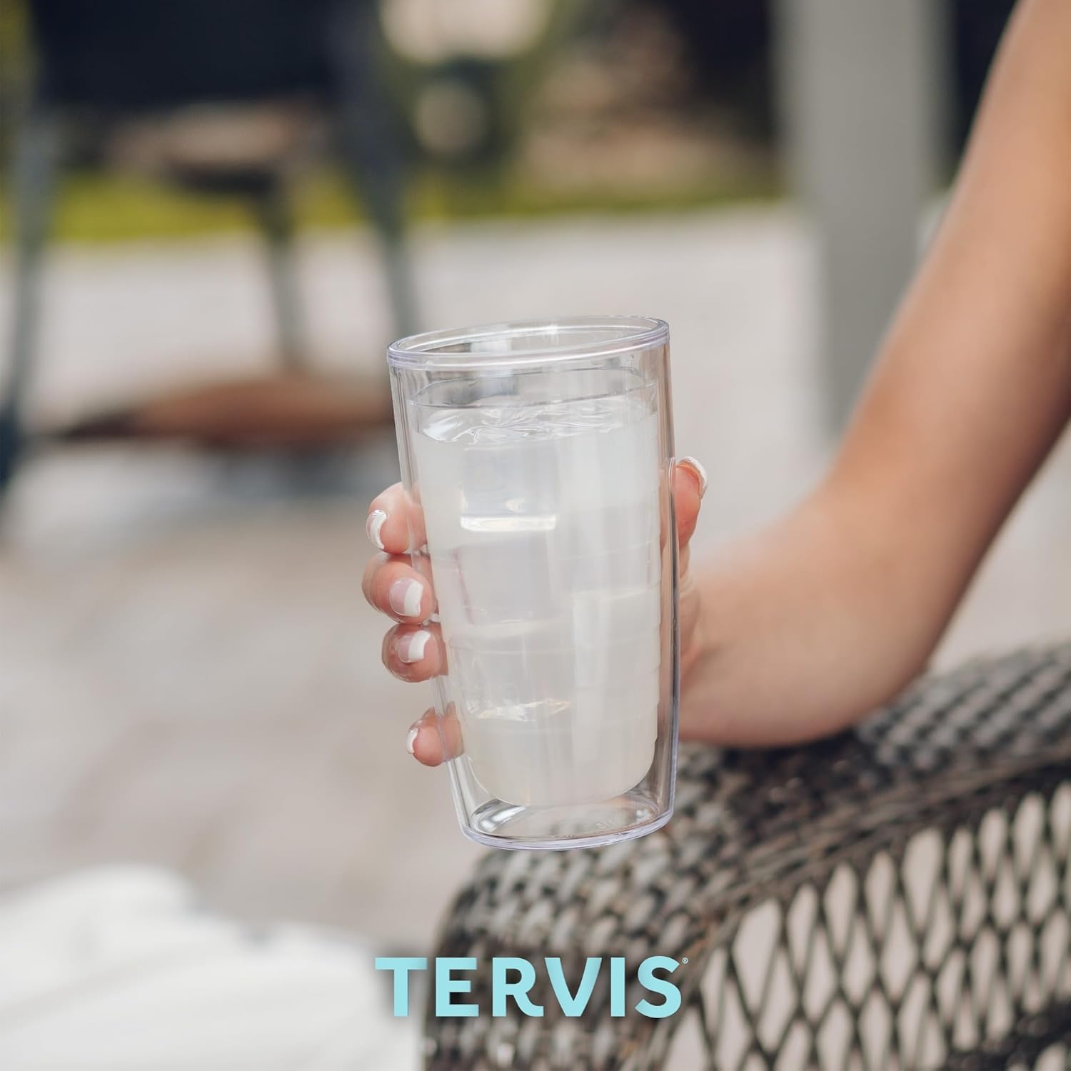 Tervis Clear & Colorful Lidded Made in USA Double Walled Insulated Tumbler Travel Cup Keeps Drinks Cold & Hot, 16oz, Blue Lid - Image 8