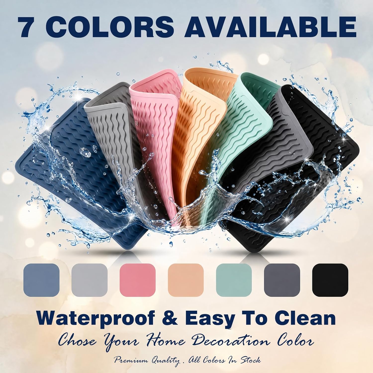 2 Pack Caketime Silicone Dish Drying Mat for Kitchen Counter Under Sink Protector Organizers Cooking Baking for Blackstone Griddle Accessories Coffee Mats Appliance Stone Rack Trays Drain Black - Image 3