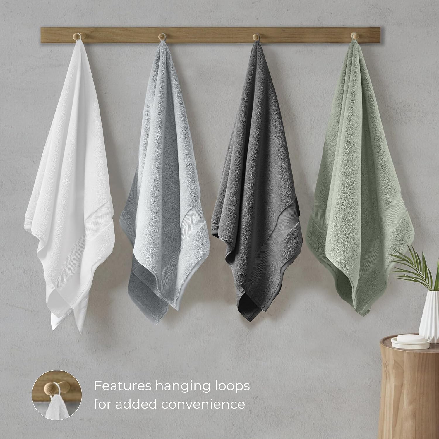Viscose from Bamboo Bath Towels Set of 6 - Extra Plush 700 GSM Quick Dry Cotton Blend for Luxury Bathroom Comfort - Super Soft, Large, Absorbent - Chalk - Image 6