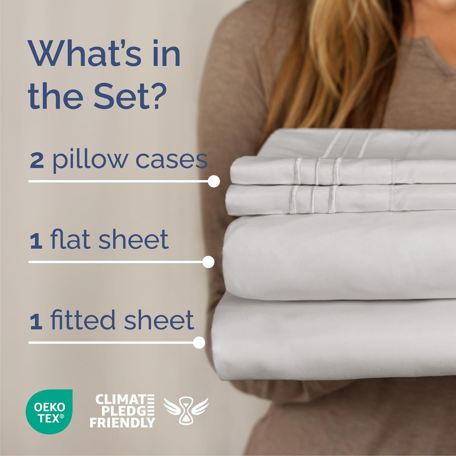 King Size 4 Piece Sheet Set - Comfy Breathable & Cooling Sheets - Hotel Luxury Bed Sheets for Women & Men - Deep Pockets, Easy-Fit, Soft and Wrinkle Free Sheets - French Grey Oeko-Tex Bed Sheet Set - Image 2