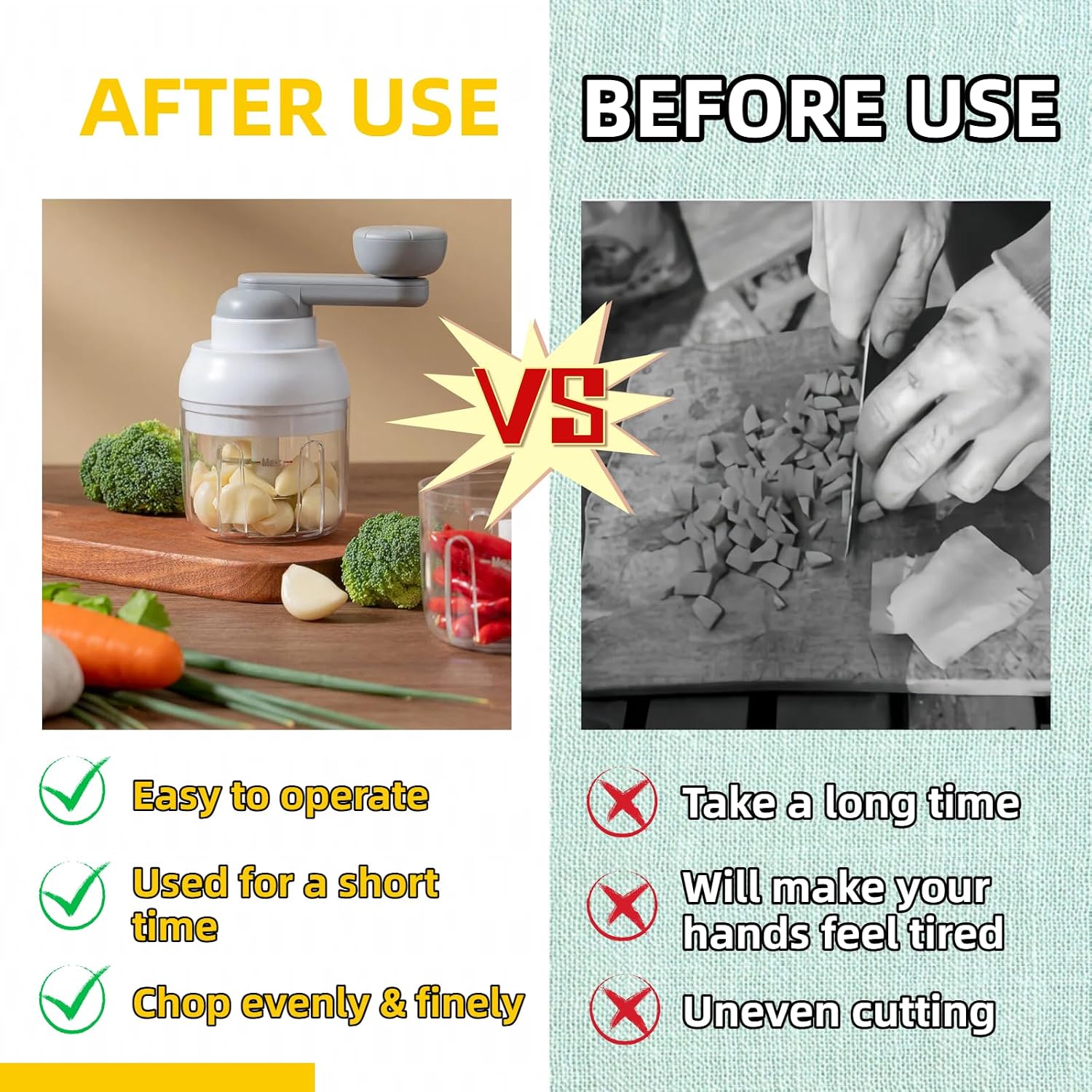 Multi-Functional Manual Food Processor Vegetable Chopper, Hand-Powered handle Onion Chopper with Clear Container, Food Chopper for Vegetables Meat Fruits Nuts Herbs Onions,Ideal Gift (Green) - Image 2