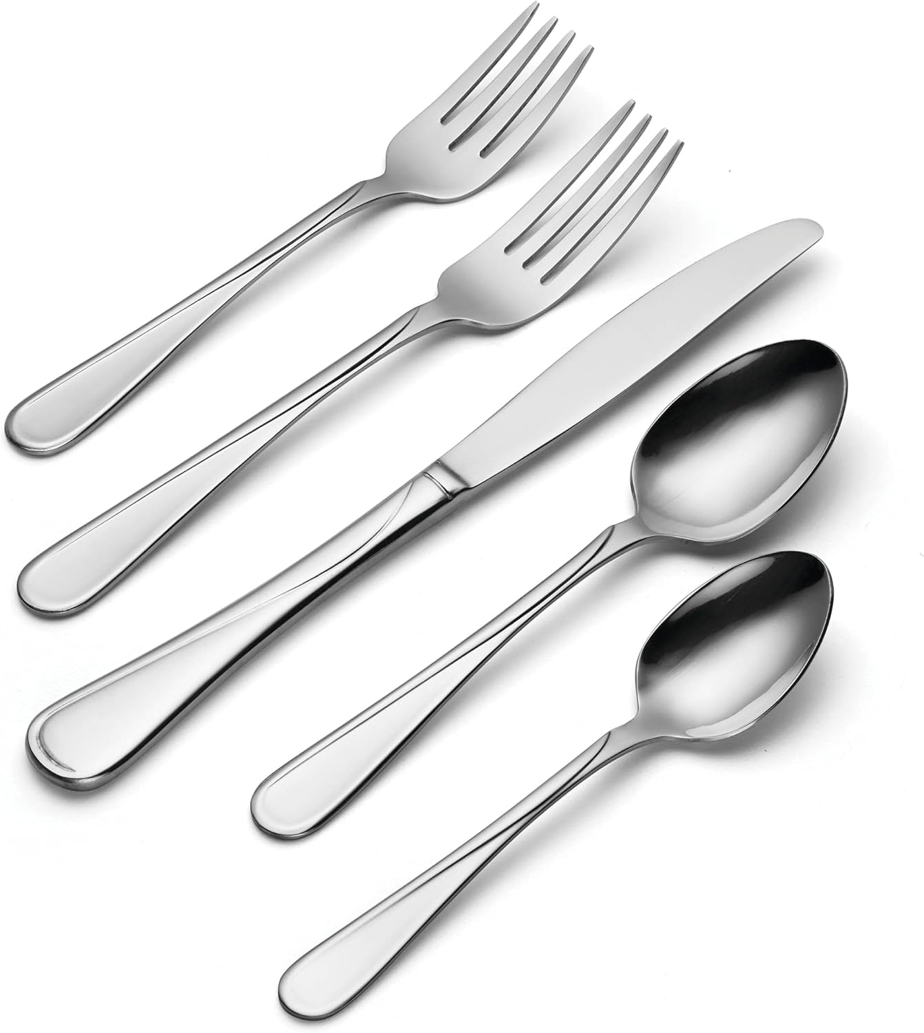 Oneida Silverware Set For 4, Flight 20-Piece Everyday Flatware Set, Service For 4, 18/0 Stainless Steel, Swirl, Mirror Finish, Dishwasher Safe, Knives Spoons and Forks Set, Dining (Silver, 20 Pieces) - Image 3