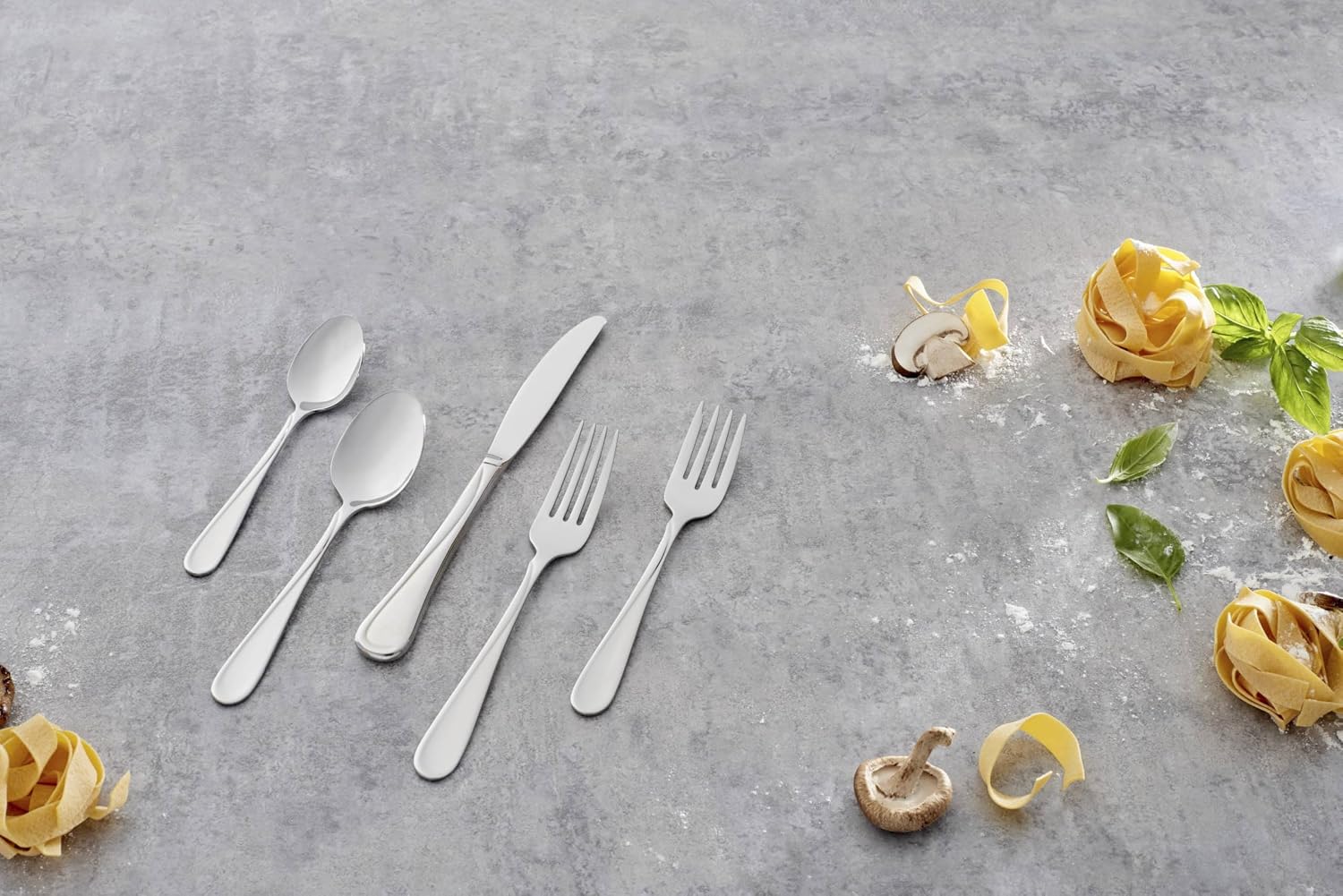 Oneida Silverware Set For 4, Flight 20-Piece Everyday Flatware Set, Service For 4, 18/0 Stainless Steel, Swirl, Mirror Finish, Dishwasher Safe, Knives Spoons and Forks Set, Dining (Silver, 20 Pieces) - Image 7