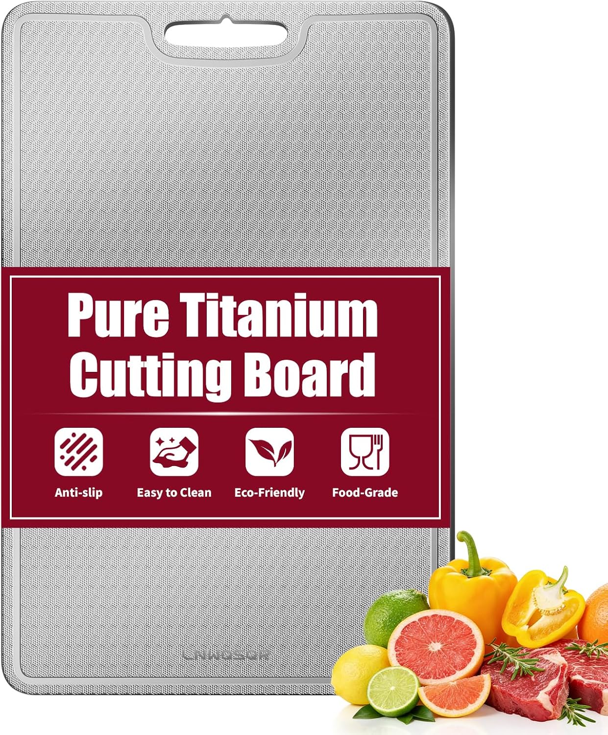 Titanium Cutting Board, 15 x 11 Inch Honeycomb Metal Cutting Board with Juice Groove, 1.5 mm Thick Double-Sided Board for Meat, Vegetables, Fruit, Dishwasher Safe