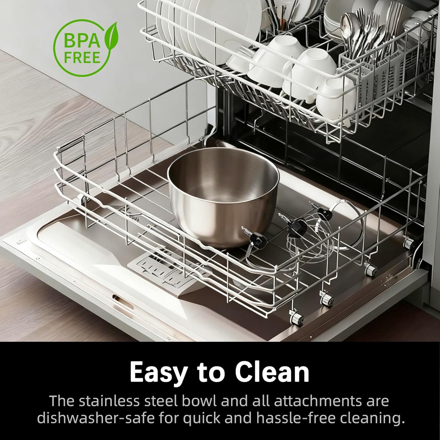 Stand Mixer, Compact & Space-Saving, Stainless Steel Bowl, Unique & Playful Design, Effcient Motor, Dishwasher-Safe Attachments, SM-2549A (Panda) - Image 6