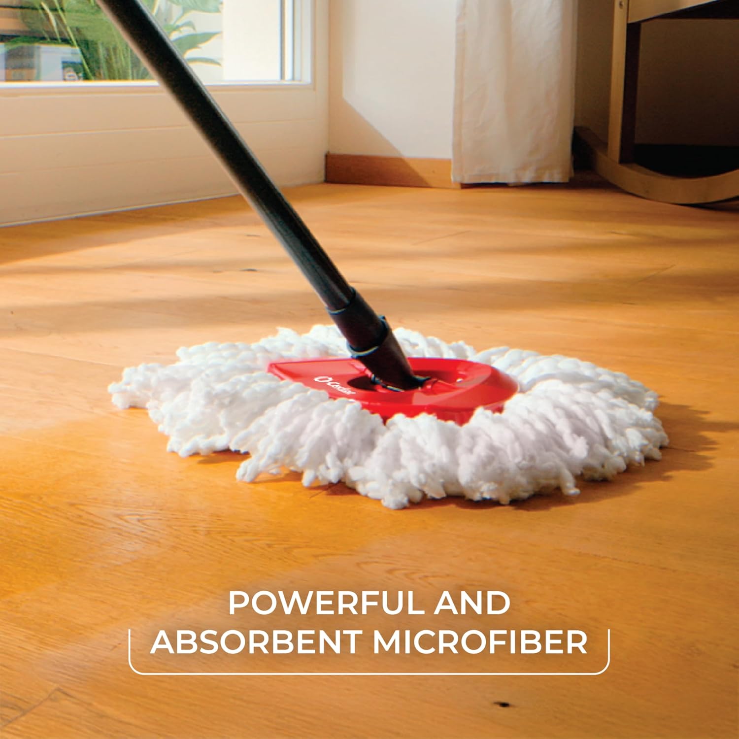 O-Cedar Easywring Microfiber Spin Mop & Bucket Floor Cleaning System + 3 Extra Refills (4 Refills Included) - Image 6