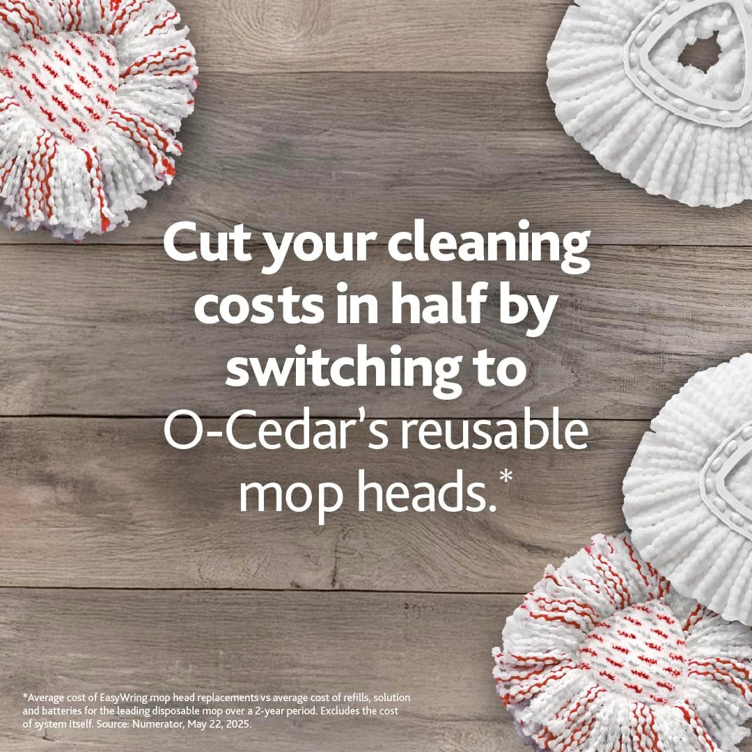 O-Cedar Easywring Microfiber Spin Mop & Bucket Floor Cleaning System + 3 Extra Refills (4 Refills Included) - Image 8