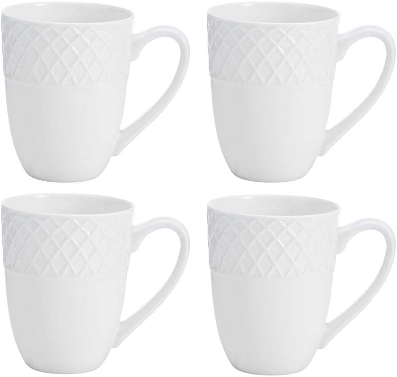 Mikasa Trellis 16-Piece Bone China Dinnerware Set, White, Includes Dinner Plates, Salad Plates, Cereal Bowls and Mugs, Dishwasher Safe - Image 5