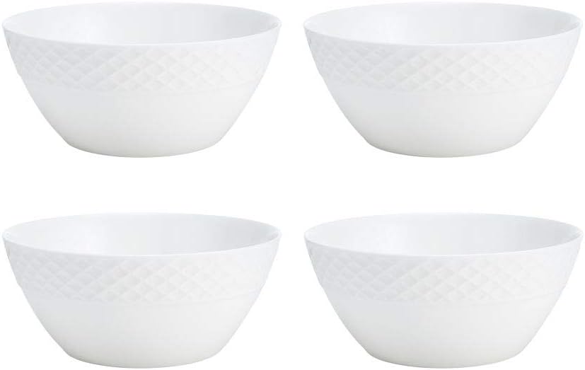 Mikasa Trellis 16-Piece Bone China Dinnerware Set, White, Includes Dinner Plates, Salad Plates, Cereal Bowls and Mugs, Dishwasher Safe - Image 4
