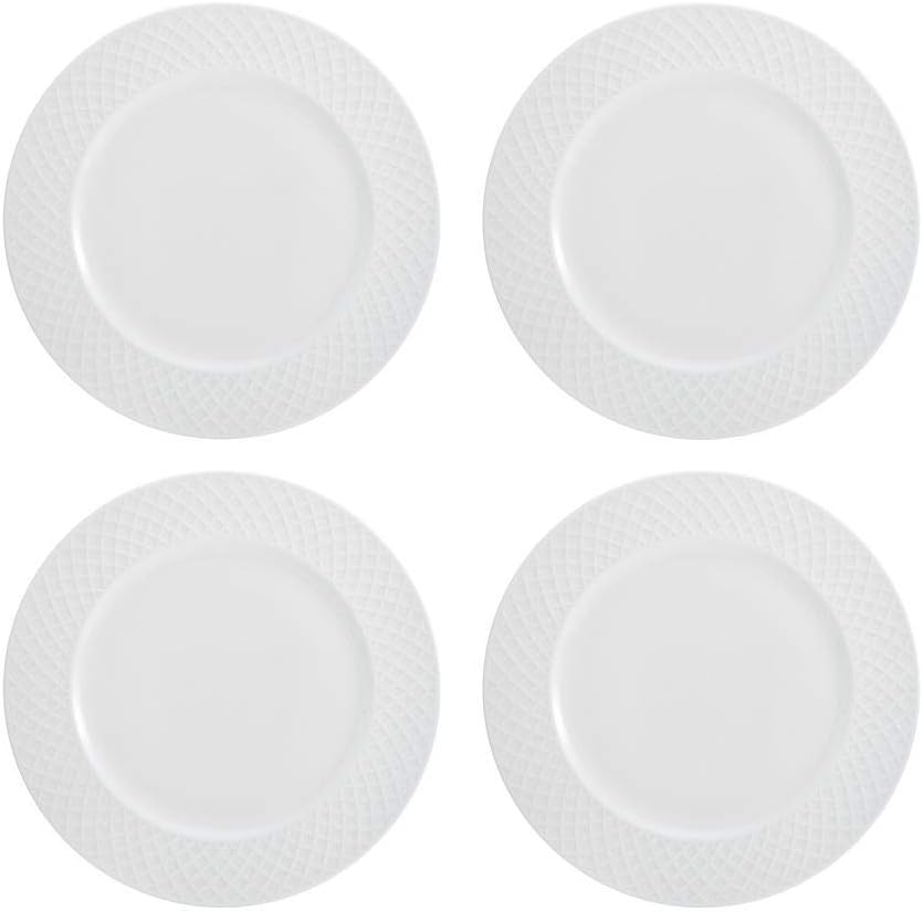 Mikasa Trellis 16-Piece Bone China Dinnerware Set, White, Includes Dinner Plates, Salad Plates, Cereal Bowls and Mugs, Dishwasher Safe - Image 2
