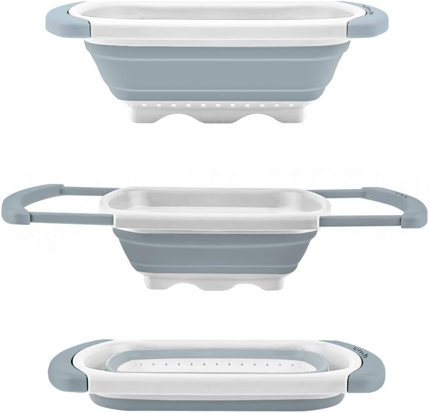Qimh Collapsible Colander | Over The Sink Silicone Kitchen Strainers and Colanders with Extendable Handles | Veggies, Fruit and Pasta Foldable Strainer for Kitchen, 6-Quart, BPA Free - Image 7