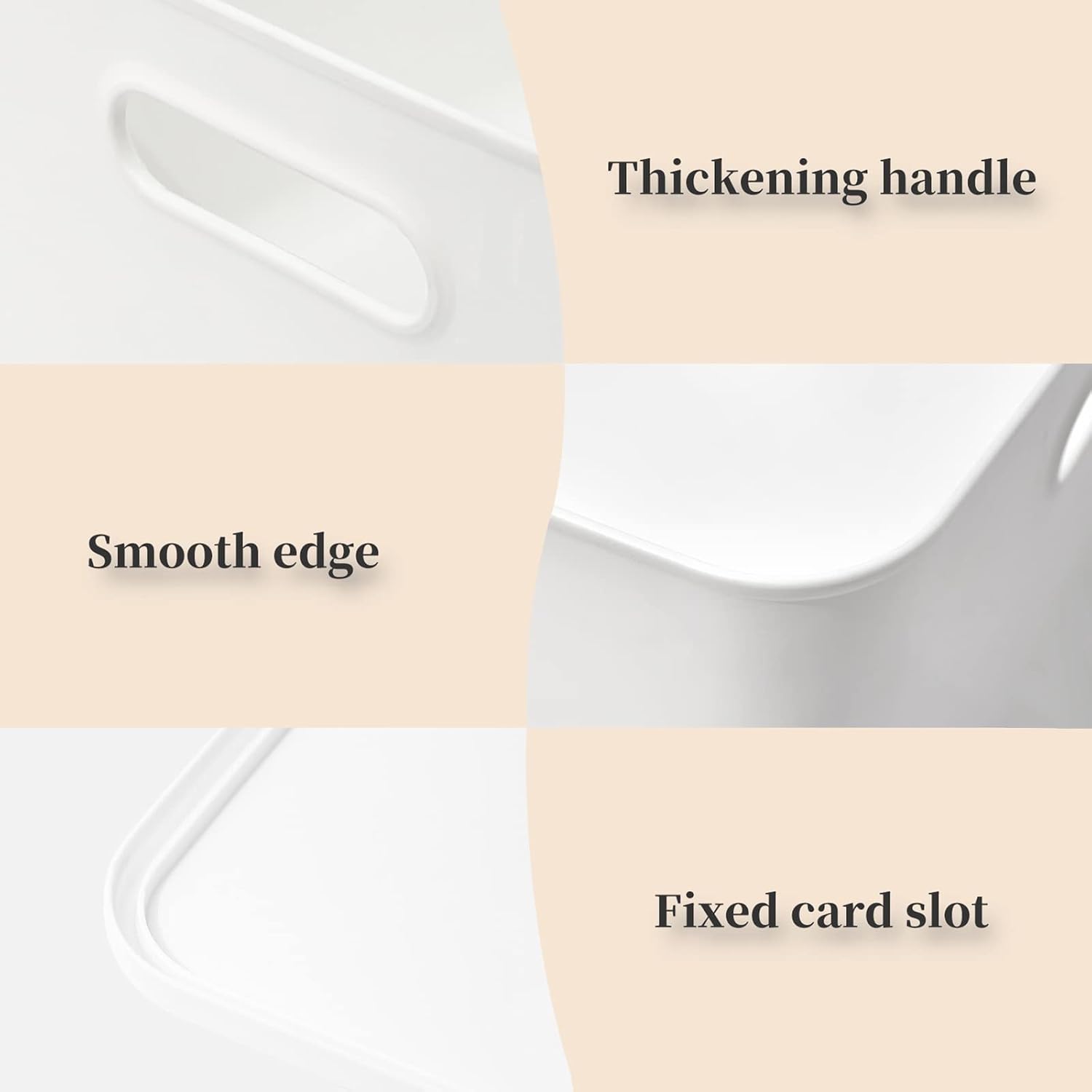Yishyfier Plastic Storage Baskets Bins Boxes With Lids,Organizing Container White Storage Organizer Bins For Shelves Drawers Desktop Playroom Classroom Office,6-Pack(4XL+2L) - Image 6