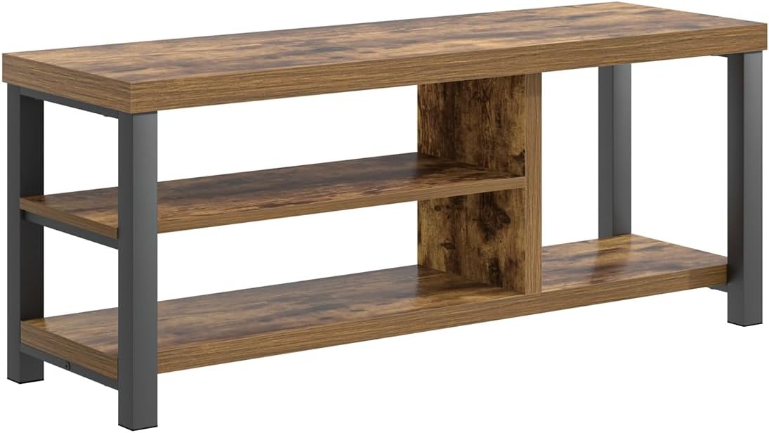 EXCEFUR Shoe Bench, Modern Wood Storage Bench for Entryway Hallway, Industrial Indoor Shoe Rack Bench Seat for Living Room Bedroom, 43.3 Inch Rustic Brown - Image 9