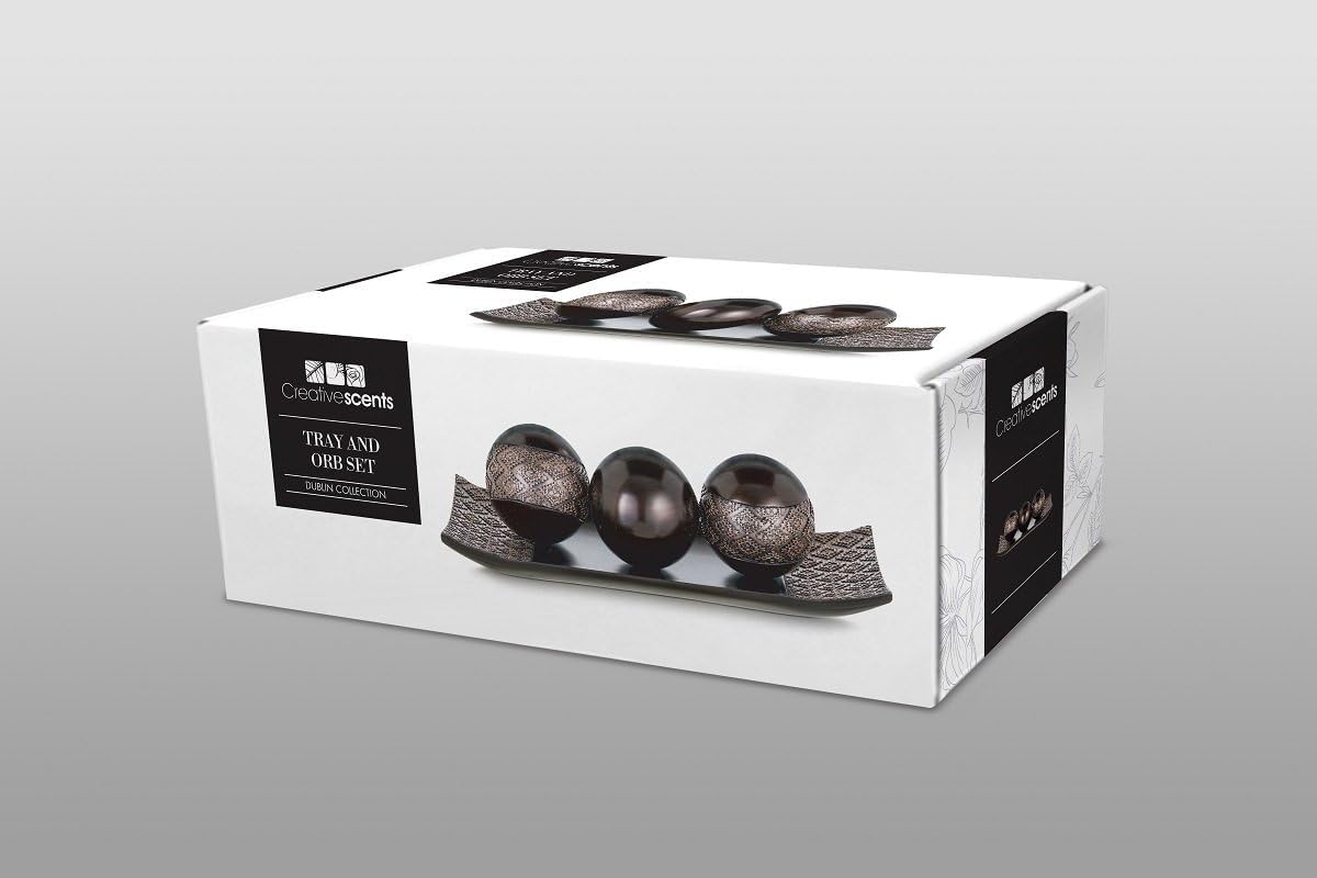 Creative Scents Dublin Brown Tray and Ball Set - Living Room, Entry Table Decor Centerpiece Table Decorations - Decorative Tray for Dining Room, Accent Decor Bowl for House Decoration - Image 8