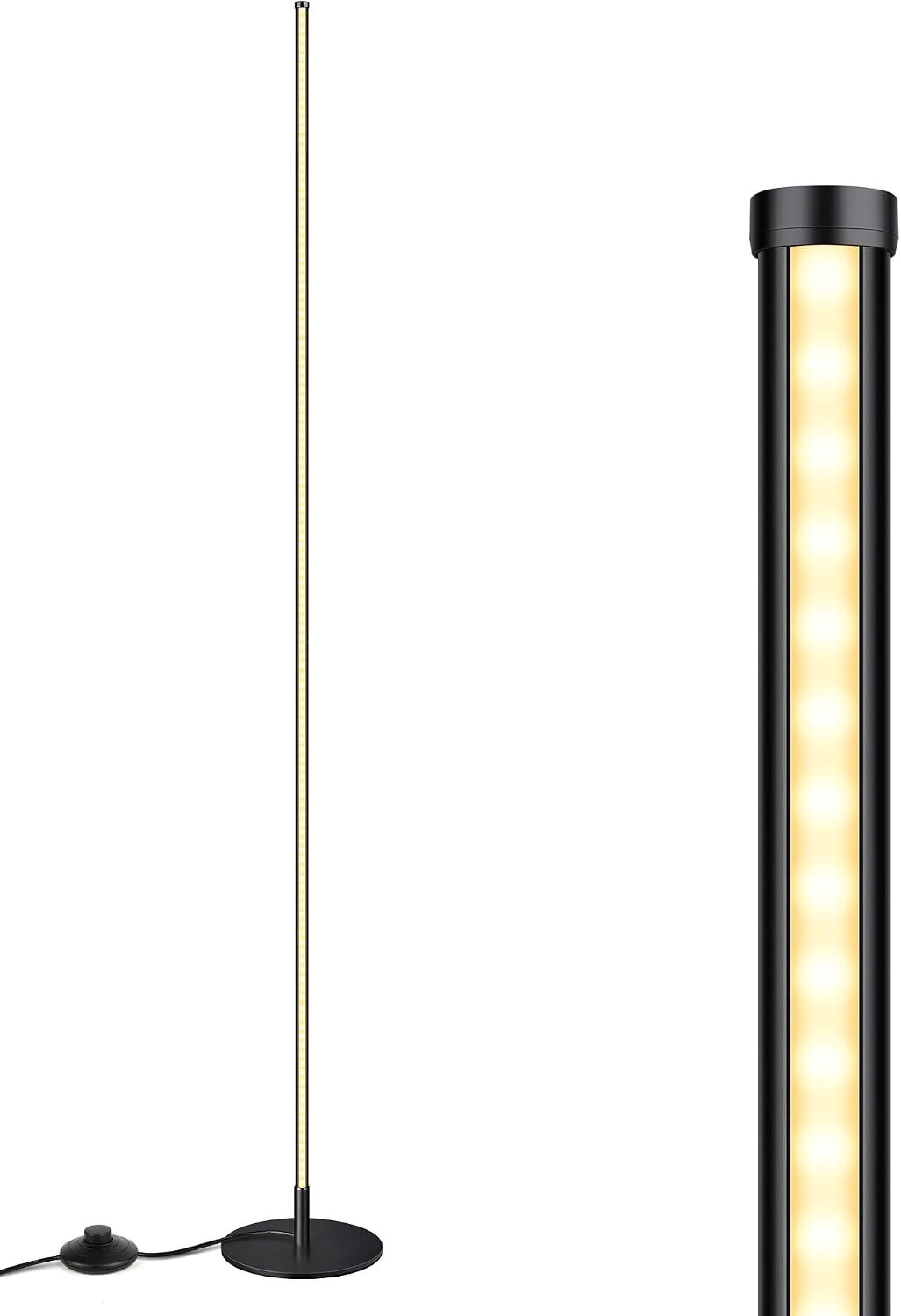 EDISHINE LED Corner Floor Lamp, 57.5" Minimalist Dimmable Sleek Light, Adjustable Height, Standing Tall Floor Lamps for Living Room, Bedroom, Office, 3000K Warm White Light, Black - Image 8
