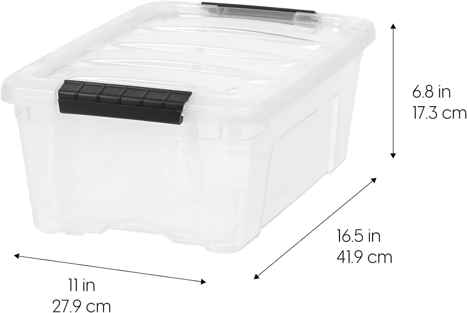 IRIS USA 4-Pack Storage Bins with Lids, 13 Quart, Made in USA Stackable See-Through Organizing Solution Latches Durable Nestable Containers Secure Pull Handle, BPA-Free Plastic - Image 2