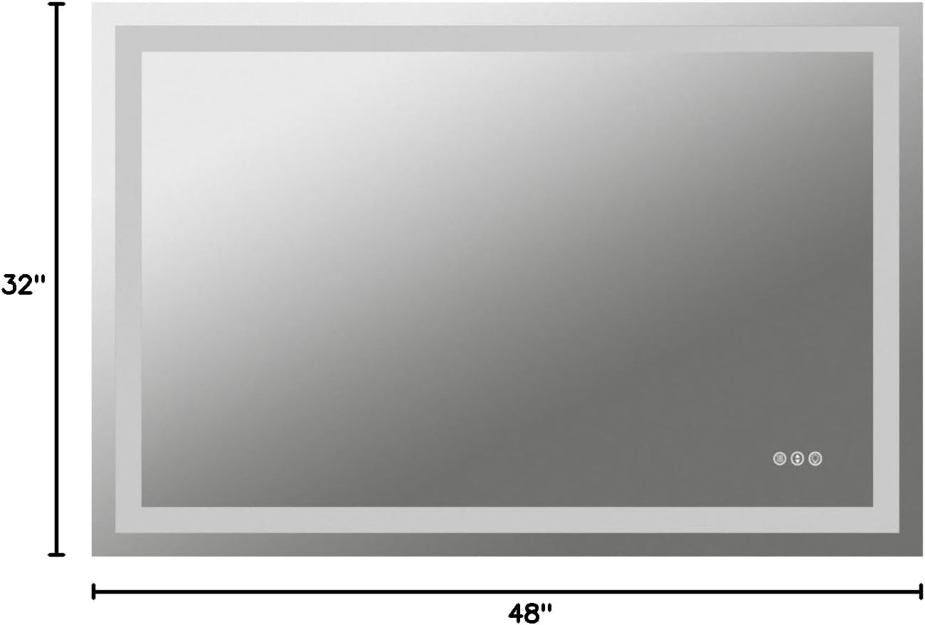 Amorho LED Bathroom Mirror, 48"x 32" with Front and Backlight, Stepless Dimmable Wall Mirrors with Anti-Fog, Shatter-Proof, Memory, 3 Colors, Double LED Vanity Mirror - Image 8