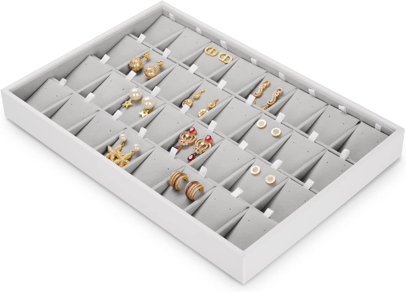 Oirlv Velvet Stackable Jewelry Tray 32 Grids Earrings Organizer Display Showcase Jewelry Storage trays - Image 11