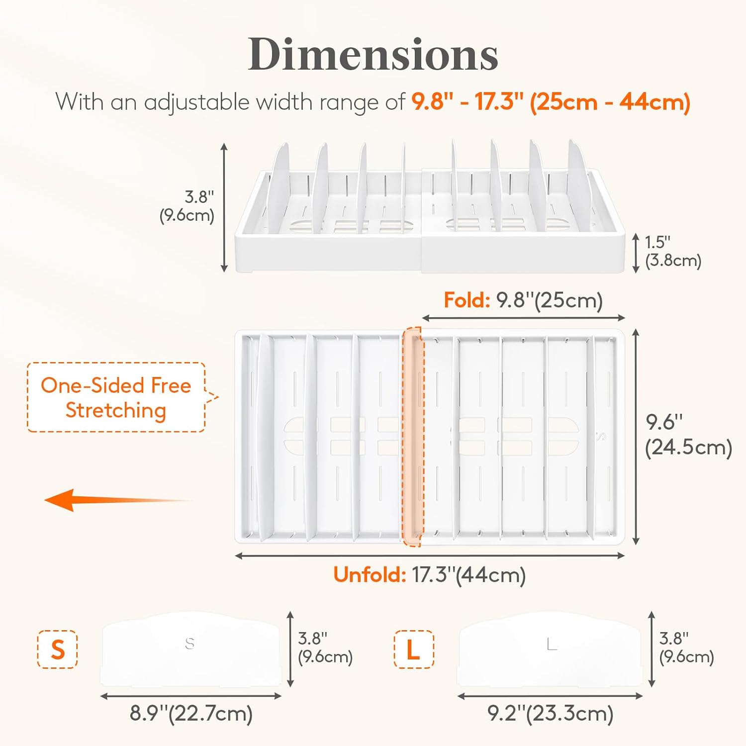 Lifewit Kitchen Cabinet Organizer for Food Contanier Lid, Expandable Lids Holder with 8 Adjustable Dividers & 9 Sections for Pantry Organizers and Storage, Home Drawer Organization, Large, 9.8"-17" - Image 2