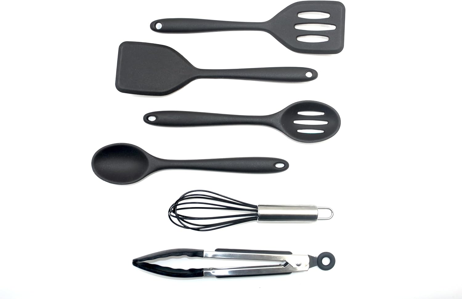 Mini Silicone Kitchen Utensils Set 6-Piece Black, Space-Saving Cooking Tools, Kid-Safe Cookware, Travel, Small Kitchen Utensil Set for Camping & RV - Image 2