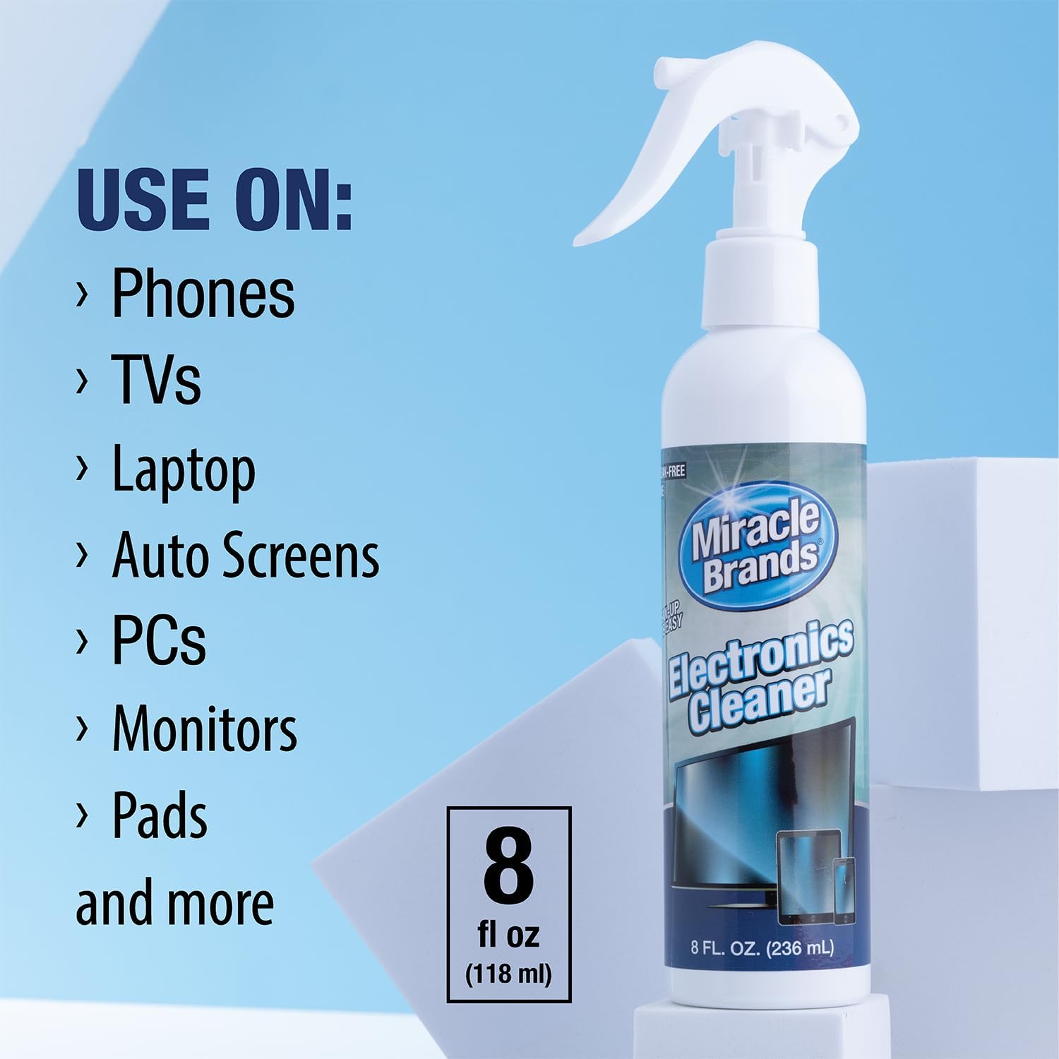 MiracleSpray for Electronics Cleaning, Safe Multisurface Cleaner for Any TV, Phone, Monitor, Keyboard, Screen, Computer, Includes Microfiber Towel - 8 Ounce Kit - Image 2