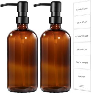 GMISUN Amber Glass Soap Dispenser, ...