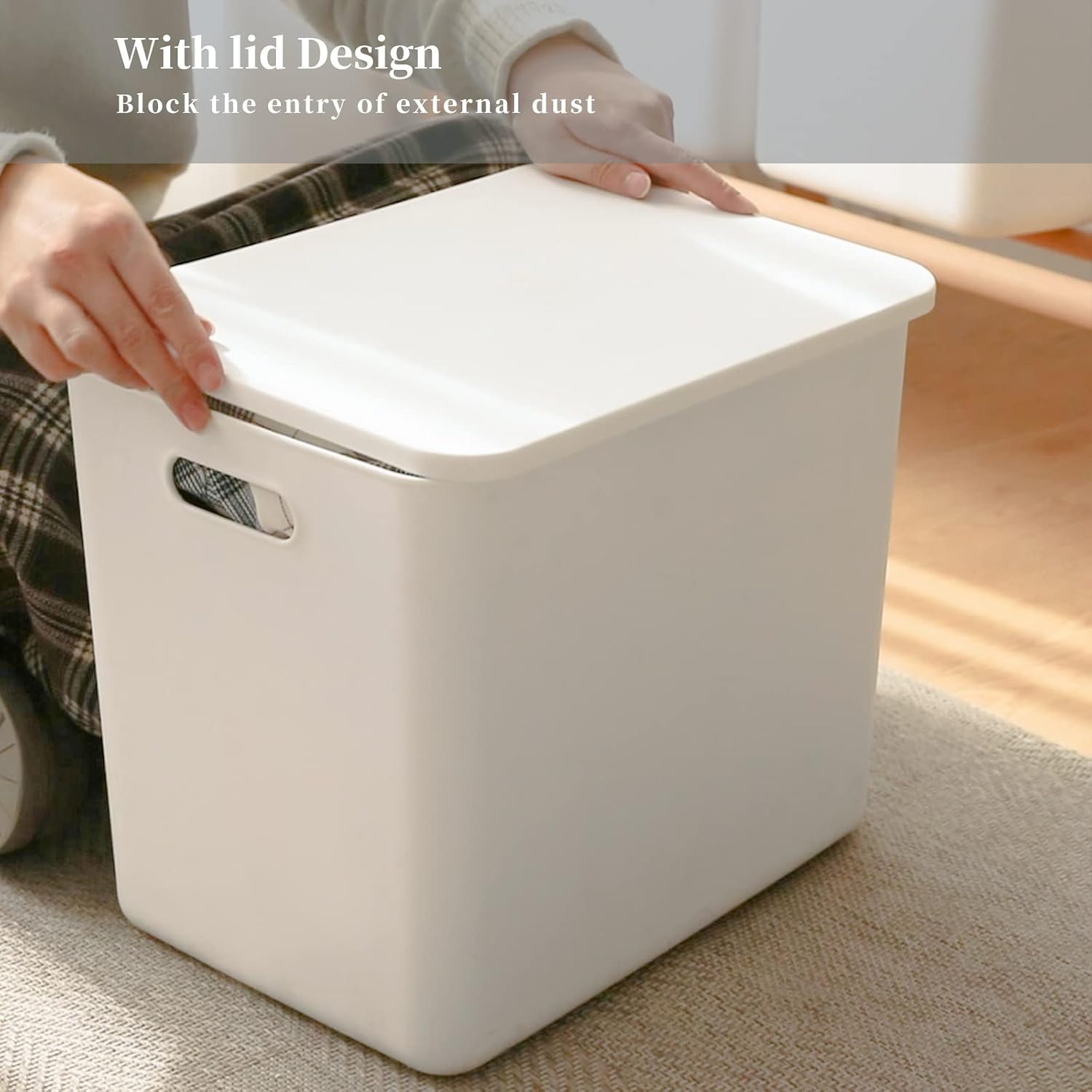 Yishyfier Plastic Storage Baskets Bins Boxes With Lids,Organizing Container White Storage Organizer Bins For Shelves Drawers Desktop Playroom Classroom Office,6-Pack(4XL+2L) - Image 5