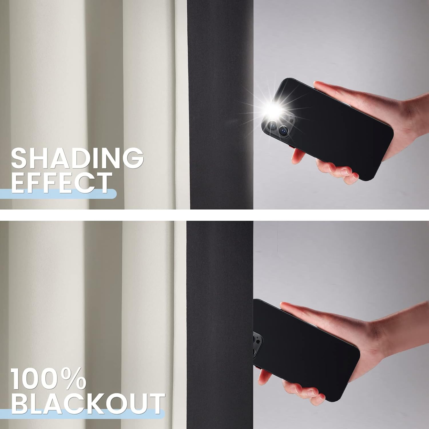 SimpleHome 100% Blackout Curtains for Bedroom,Thermal Insulated Grommet Window Drapes Room Darkening Cream Curtains for Living Room with Black Back,52 x 84 Inch,2 Panels - Image 4