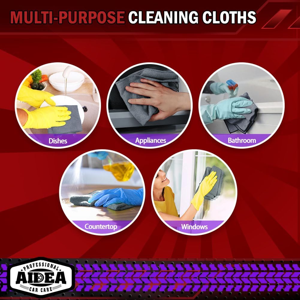 AIDEA Microfiber Cleaning Cloth Grey 150PK, Microfiber Towels for Cars, Premium Car Cloths, Dusting Cloth Lint Free Cleaning Rags for SUVs, House, Kitchen, Window, Workshops,12×12" - Image 7