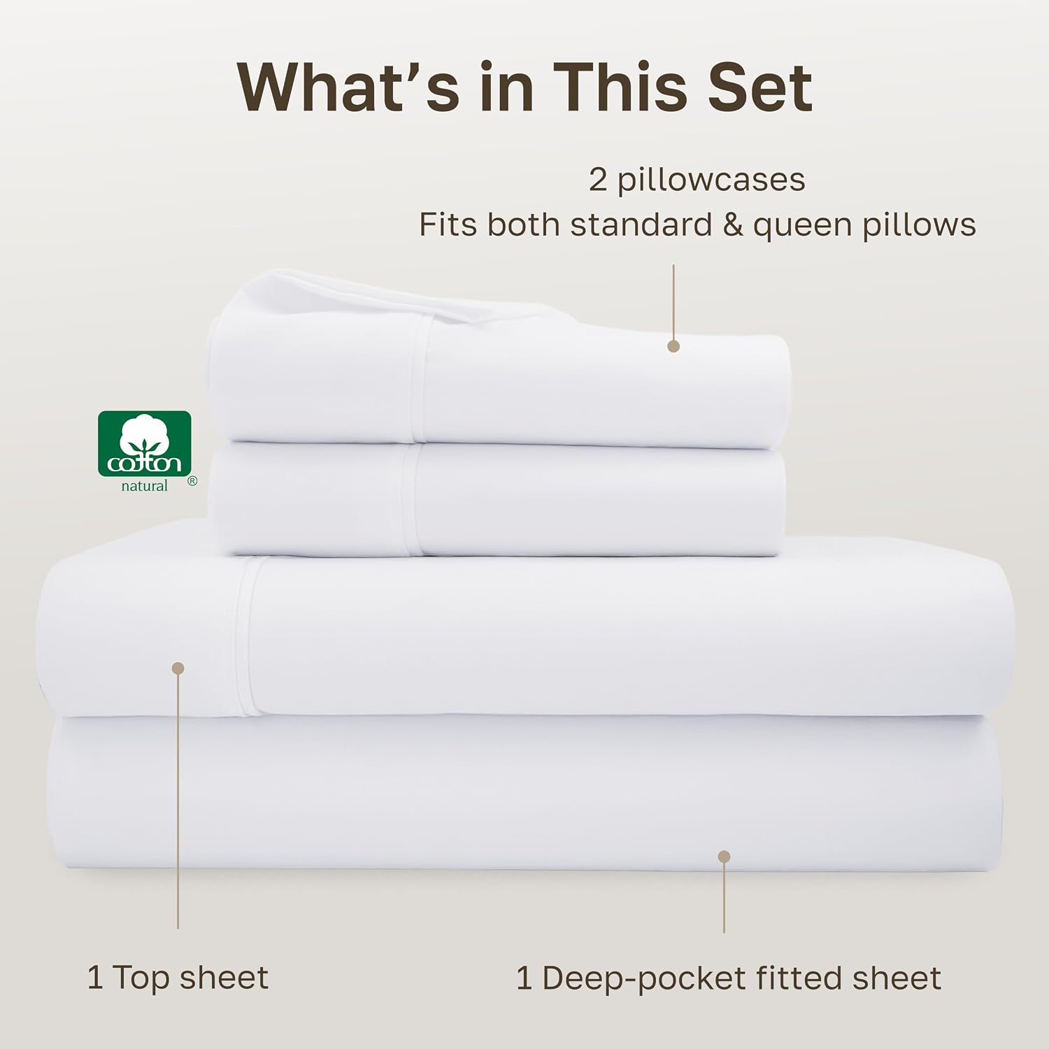 California Design Den Soft 100% Cotton Queen Sheet Set, 400 Thread Count Good Housekeeping Award Winner, Silky Smooth Sateen Weave with Deep Pockets, Breathable and Durable Cotton Bedding Set - White - Image 4