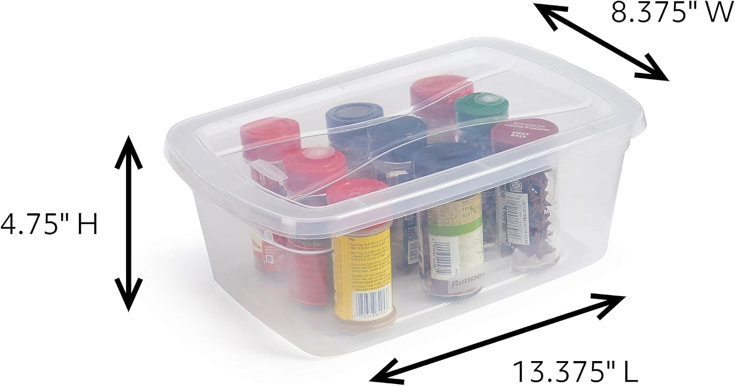 Rubbermaid Cleverstore 6 Qt Clear Storage Bins with Lids, 12-Pack, Stackable, BPA-Free, Made in USA - Image 2
