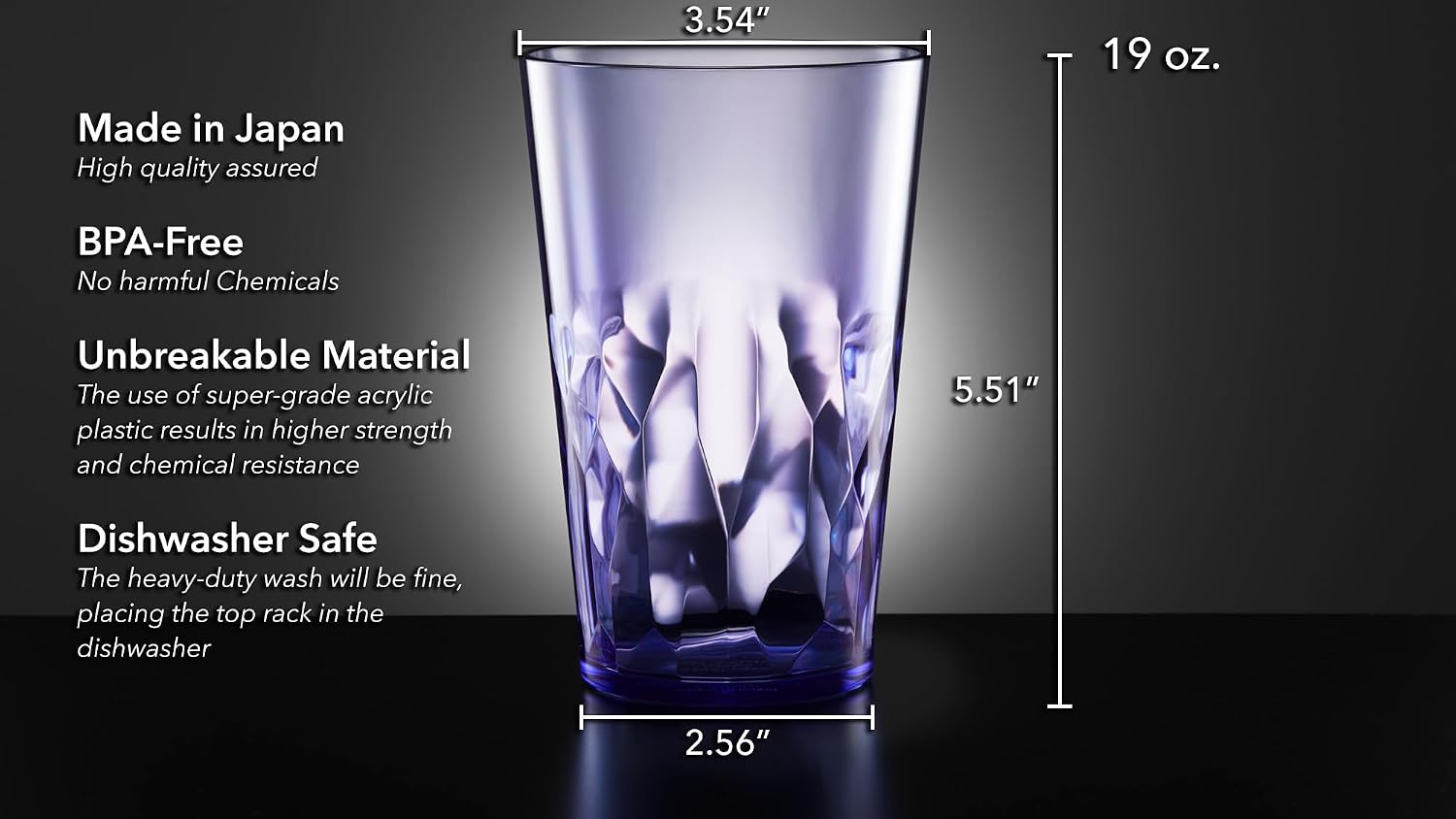 SCANDINOVIA - 19oz Unbreakable Premium Drinking Glasses Set of 6 - Super Grade Acrylic Plastic - Perfect for Gifts - Dishwasher Safe - Stackable - Drinkware Cups Reusable Water Tumbler - Image 3