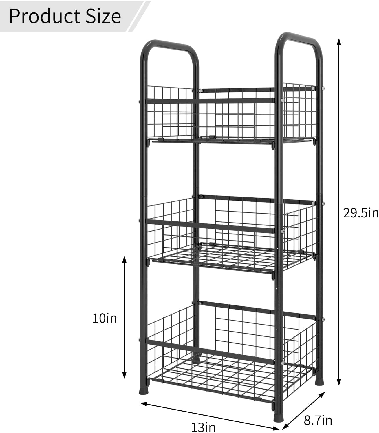 PROXRACER 3-Tier FreeStanding Open Shelf,Bathroom Organizer Shelves Unit with Adjustable Feet, Metal Steel Storage Tower Organizer Rack Basket Cart for Bathroom, Living Room, Balcony, Kitchen - Image 2