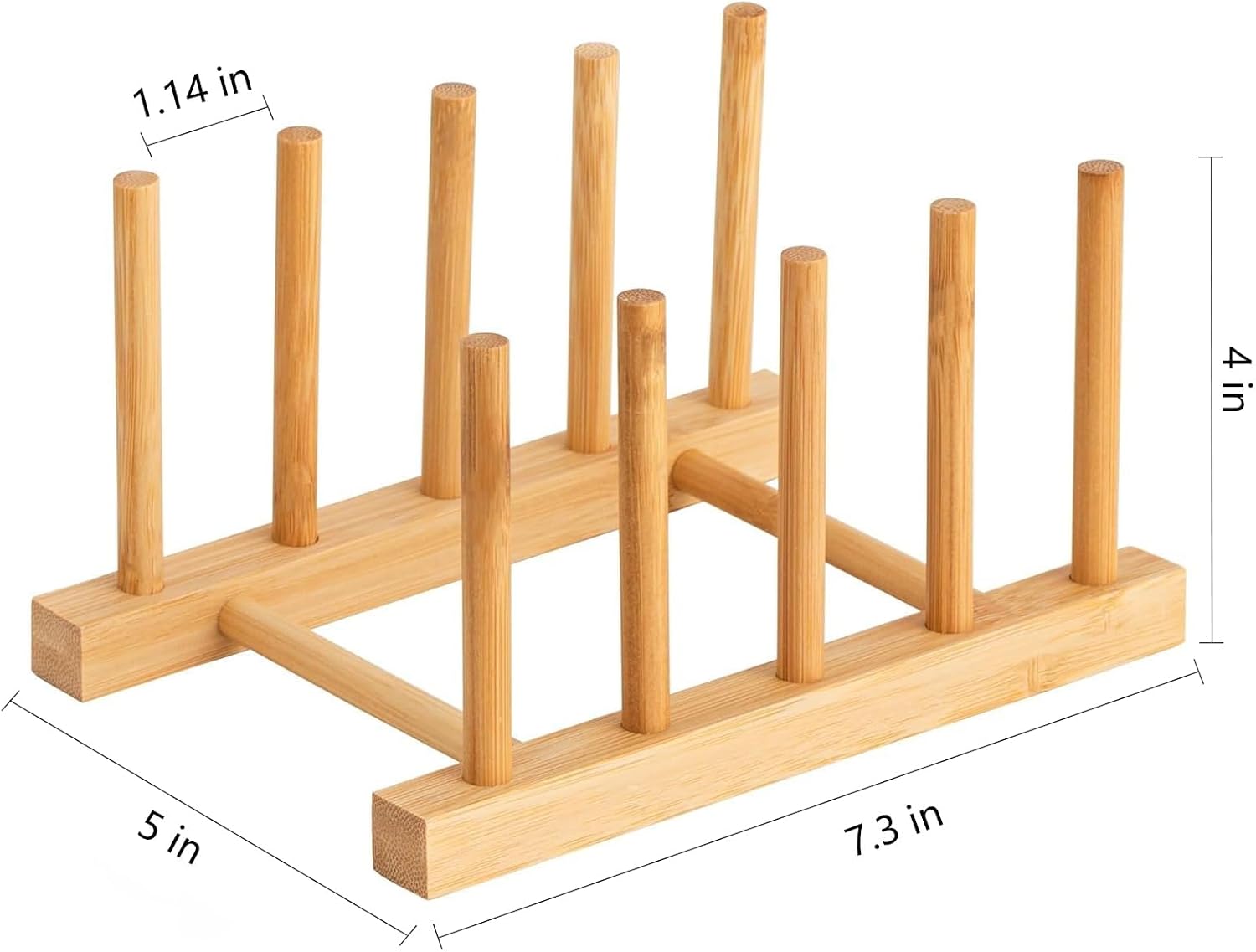 HBlife Bamboo Dish Plate Bowl Cup Book Pot Lid Cutting Board Drying Rack Stand Drainer Storage Holder Organizer Kitchen Cabinet(Keep Dry) - Image 2