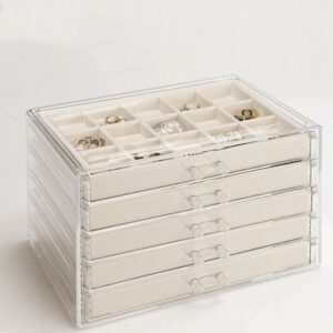 GUOER 5 Drawers Clear Jewelry Box f...