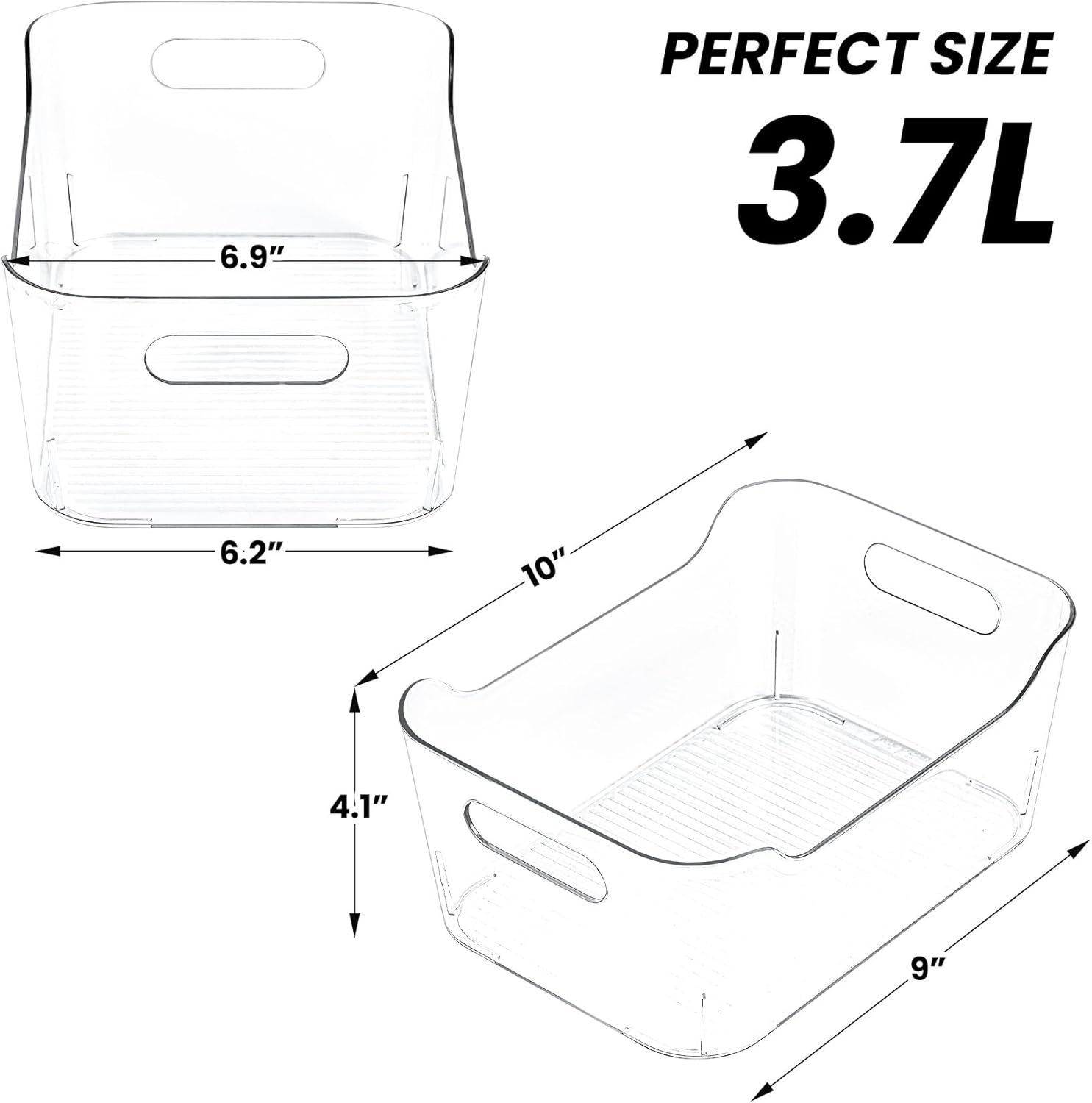 CiWiVOKi 12 Pack Clear Plastic Storage Bins, Acrylic Organizer and Containers with Handle for Pantry, Cabinet, Closet, Refrigerator, Freezer, Bathroom, Kitchen Under Sink Storage - Image 2