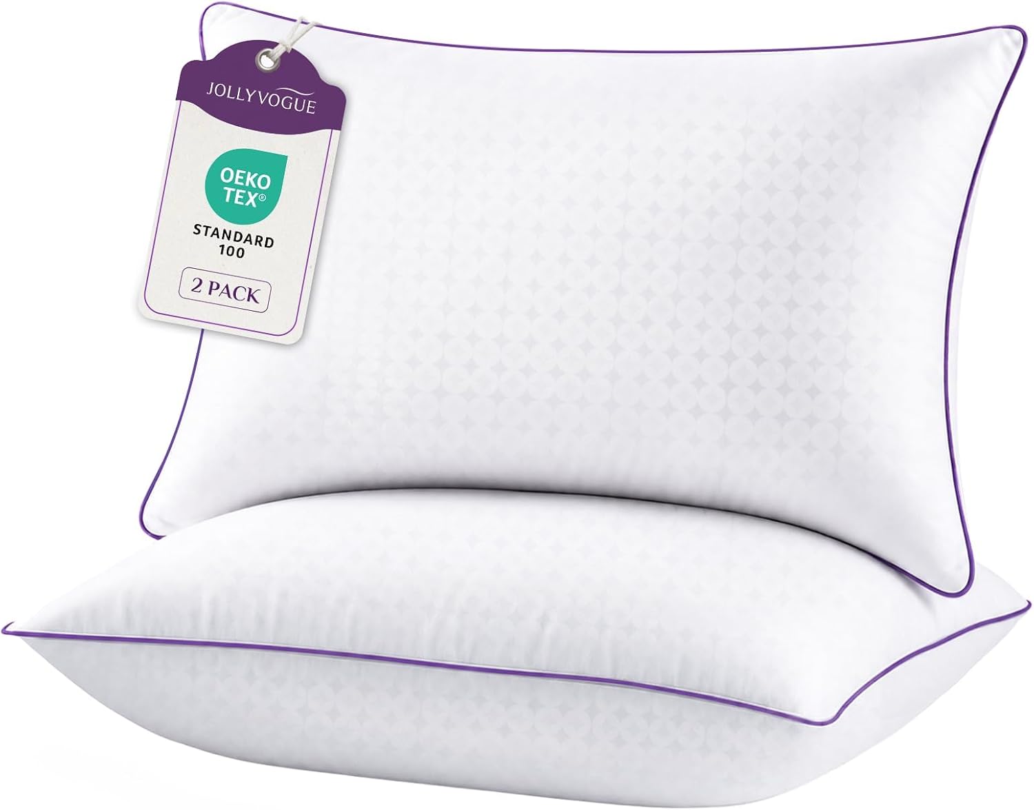 JOLLYVOGUE Pillows King Size Set of 2, Washable Supportive Firm Full Size Bed Pillows with Oeko-Tex Certified Down Alternative Fill, Luxury Hotel Quality for Side, Back, and Stomach Sleepers
