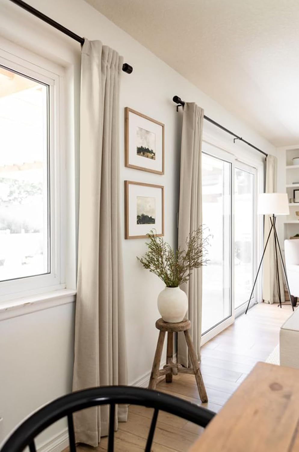 100% Blackout Shield Linen Blackout Curtains for Bedroom 84 Inches Long, Back Tab/Rod Pocket Living Room Drapes, Thermal Insulated Blackout Curtains 2 Panels Set, 50" W x 84" L, Oatmeal - Image 5