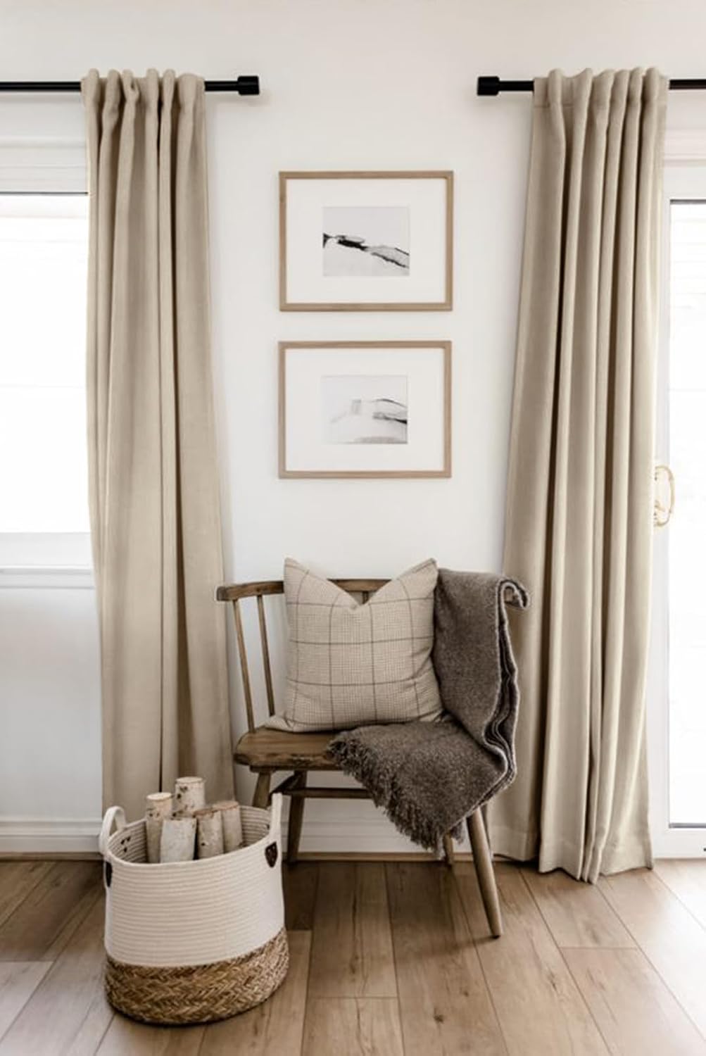 100% Blackout Shield Linen Blackout Curtains for Bedroom 84 Inches Long, Back Tab/Rod Pocket Living Room Drapes, Thermal Insulated Blackout Curtains 2 Panels Set, 50" W x 84" L, Oatmeal - Image 6