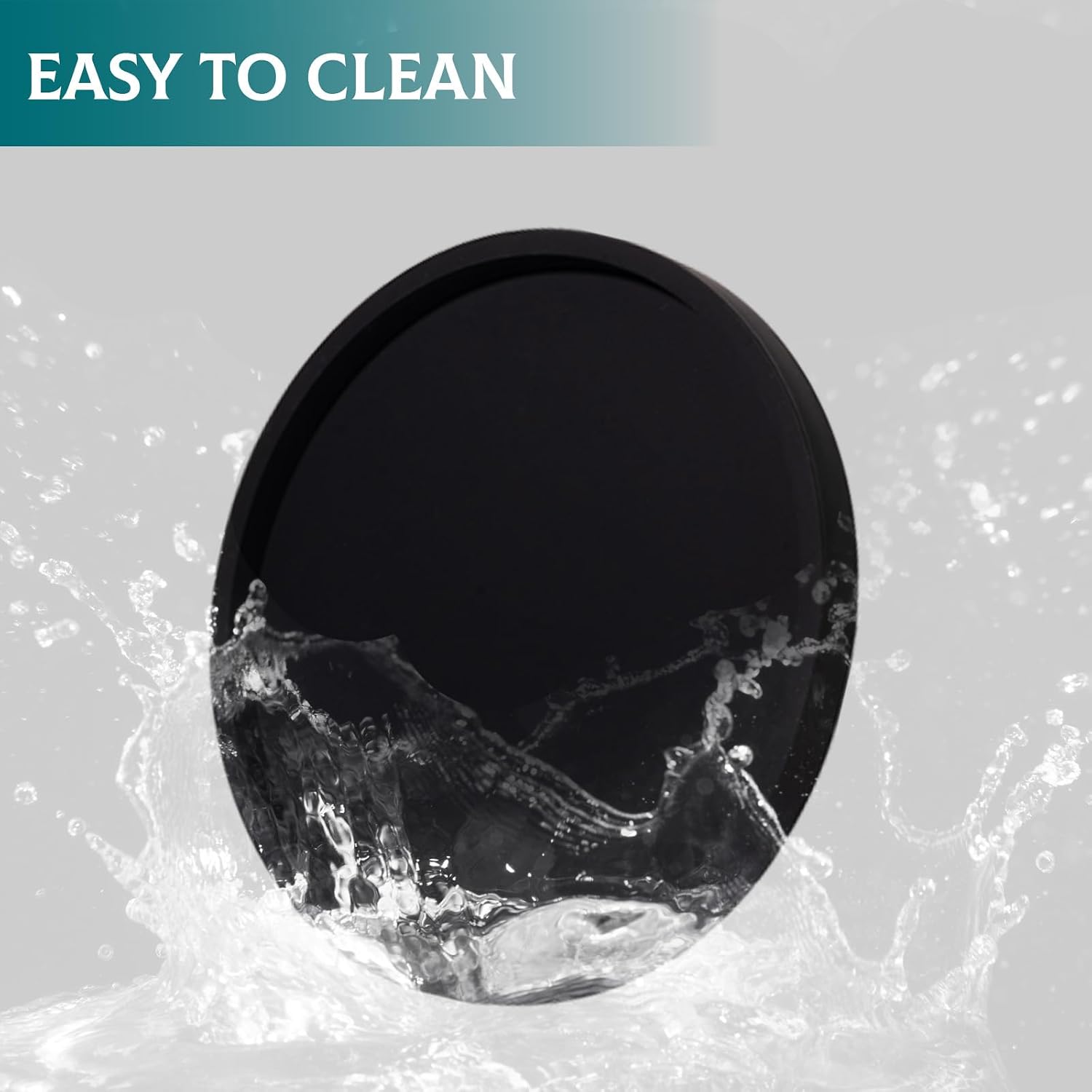 Silicone Bathroom Tray Coffee Table Decor Perfume Organizer, 9" Black | Decorative, Easy to Clean, Waterproof, Scratch-Resistant, Non Slip, for Bathroom Counter, Vanity, Kitchen Countertop, Display - Image 5
