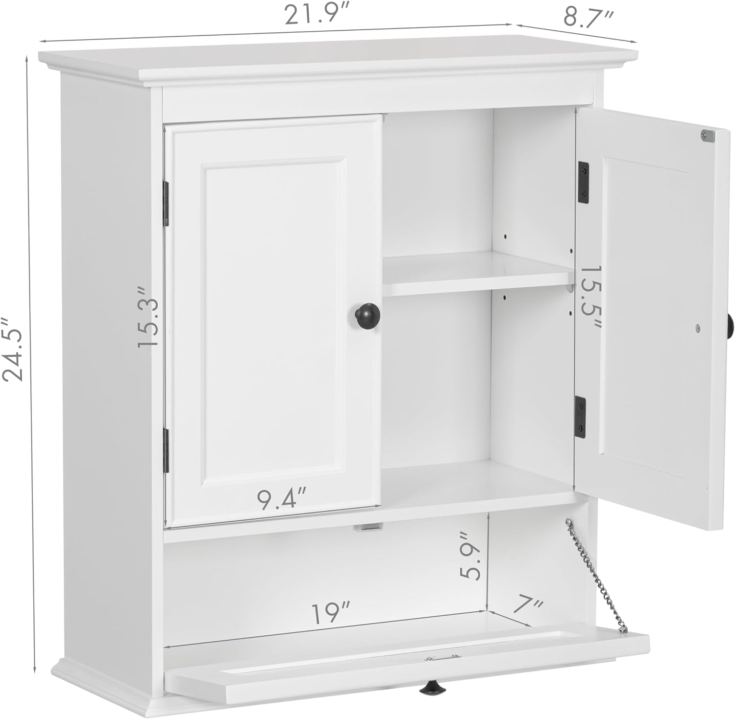 Spirich Bathroom Wall Cabinet, White Medicine Cabinet with Doors | Adjustable Shelf, Lower Tilt-Out Cube, FSC-Certified MDF, Space-Saving Concealed Storage for Toiletries, Towels, or Medicine - Image 3