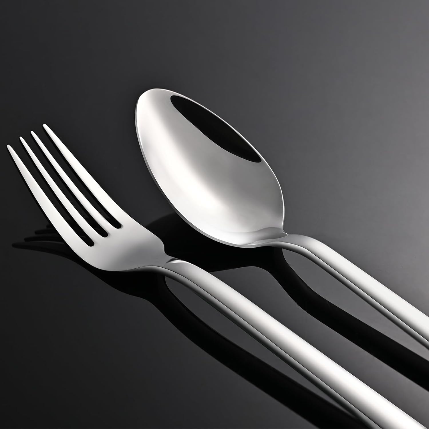 KINGSTONE 40 Piece Silverware Set, Flatware Set for 8, 18/10 Stainless Steel Cutlery Set Mirror Polished Modern Design Dishwasher Safe - Image 7