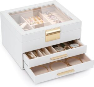 Jewelry Box for Women, 3-Layer Jewe...