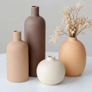 Modern Ceramic Vase Set, Neutral Co...